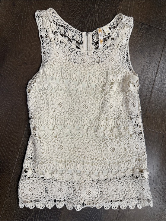 Adiva Tops - Adiva Cream Crochet Lace Tank Camisole